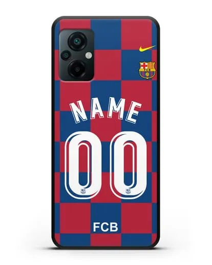 Именной чехол Барселона с фамилией и номером (сезон 2019-2020) красно-синяя форма силиконовый для Xiaomi Poco M5