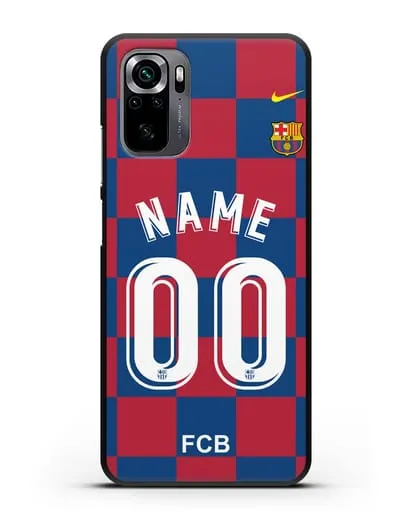 Именной чехол Барселона с фамилией и номером (сезон 2019-2020) красно-синяя форма силиконовый для Xiaomi Poco M5s