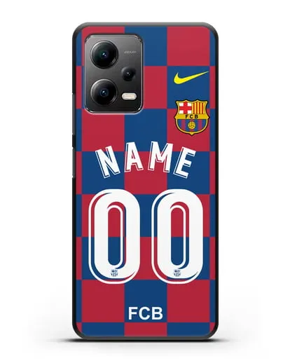 Именной чехол Барселона с фамилией и номером (сезон 2019-2020) красно-синяя форма силиконовый для Xiaomi Poco X5