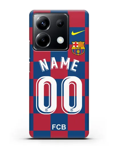 Именной чехол Барселона с фамилией и номером (сезон 2019-2020) красно-синяя форма силиконовый для Xiaomi Poco X6