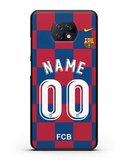 Именной чехол Барселона с фамилией и номером (сезон 2019-2020) красно-синяя форма силиконовый для Xiaomi Redmi Note 9T