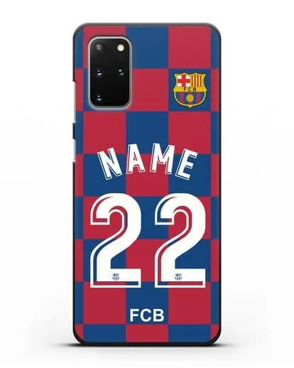 Именной чехол Барселона с фамилией и номером (сезон 2019-2020) красно-синяя форма силиконовый для Samsung Galaxy S20 Plus [SM-G985F]
