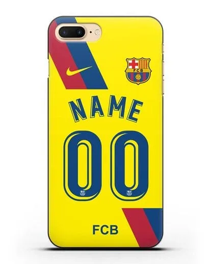 Именной чехол Барселона с фамилией и номером (сезон 2019-2020) желтая форма силиконовый для iPhone 7 Plus