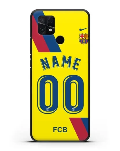 Именной чехол Барселона с фамилией и номером (сезон 2019-2020) желтая форма силиконовый для Xiaomi Poco C40
