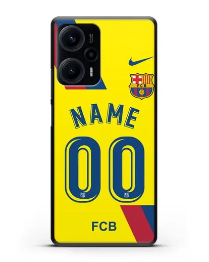 Именной чехол Барселона с фамилией и номером (сезон 2019-2020) желтая форма силиконовый для Xiaomi Poco F5