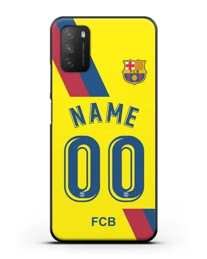 Именной чехол Барселона с фамилией и номером (сезон 2019-2020) желтая форма силиконовый для Xiaomi Poco M3