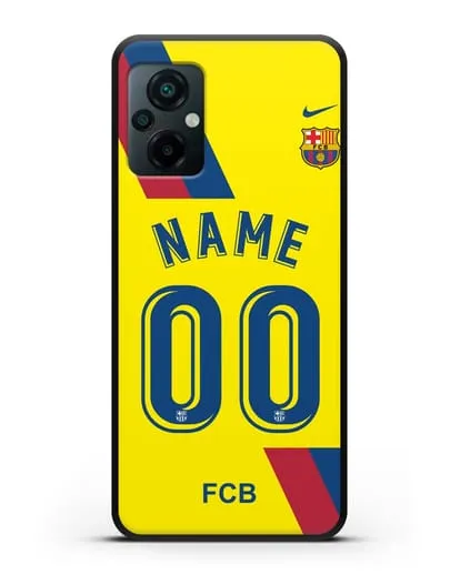 Именной чехол Барселона с фамилией и номером (сезон 2019-2020) желтая форма силиконовый для Xiaomi Poco M5