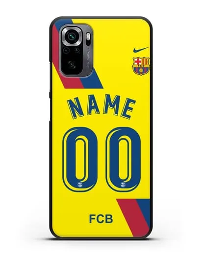 Именной чехол Барселона с фамилией и номером (сезон 2019-2020) желтая форма силиконовый для Xiaomi Poco M5s