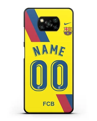 Именной чехол Барселона с фамилией и номером (сезон 2019-2020) желтая форма силиконовый для Xiaomi Poco X3