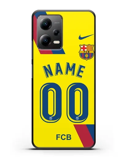 Именной чехол Барселона с фамилией и номером (сезон 2019-2020) желтая форма силиконовый для Xiaomi Poco X5