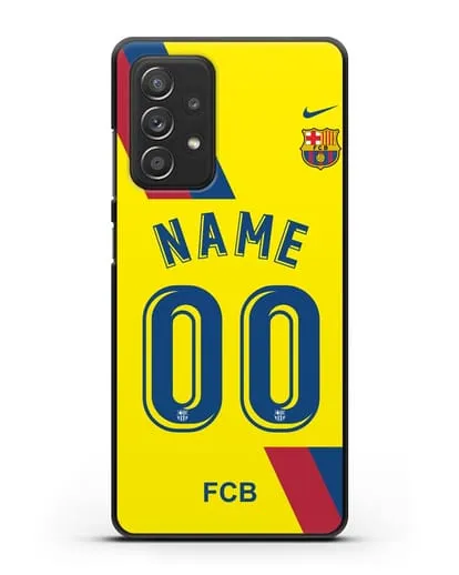 Именной чехол Барселона с фамилией и номером (сезон 2019-2020) желтая форма силиконовый для Samsung Galaxy A53