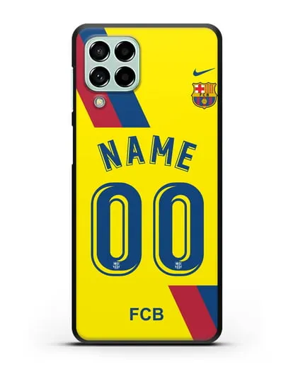 Именной чехол Барселона с фамилией и номером (сезон 2019-2020) желтая форма силиконовый для Samsung Galaxy M53 [SM-M536]