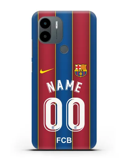 Именной чехол ФК Барселона с фамилией и номером (сезон 2020-2021) домашняя форма силиконовый для Xiaomi Poco C51