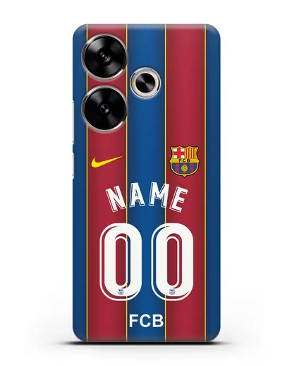 Именной чехол ФК Барселона с фамилией и номером (сезон 2020-2021) домашняя форма силиконовый для Xiaomi Poco F6