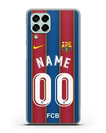 Именной чехол ФК Барселона с фамилией и номером (сезон 2020-2021) домашняя форма силиконовый для Samsung Galaxy M53 [SM-M536]