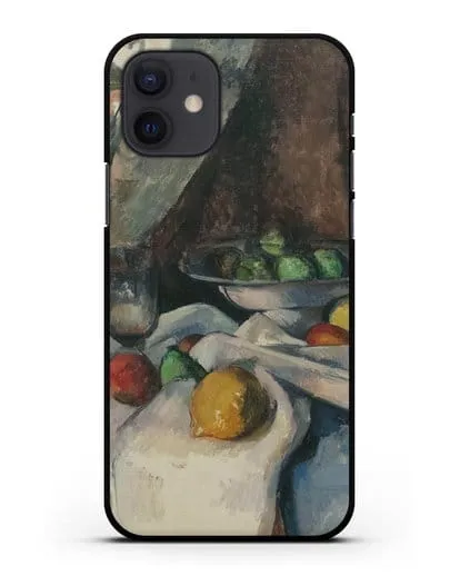 Чехол Натюрморт, Бутылка, Чашка и Фрукты (Сезанн Поль) силиконовый для iPhone 12