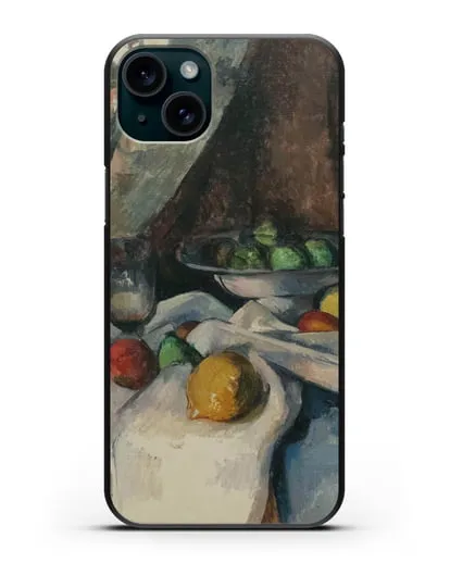 Чехол Натюрморт, Бутылка, Чашка и Фрукты (Сезанн Поль) силиконовый для iPhone 15 Plus