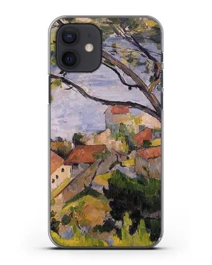 Чехол Л'Эстак. Вид сквозь деревья (Сезанн Поль) силиконовый для iPhone 12