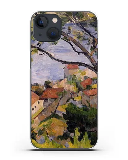 Чехол Л'Эстак. Вид сквозь деревья (Сезанн Поль) силиконовый для iPhone 13