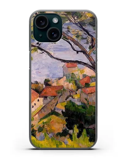 Чехол Л'Эстак. Вид сквозь деревья (Сезанн Поль) силиконовый для iPhone 15