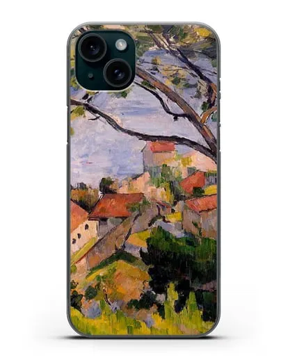 Чехол Л'Эстак. Вид сквозь деревья (Сезанн Поль) силиконовый для iPhone 15 Plus