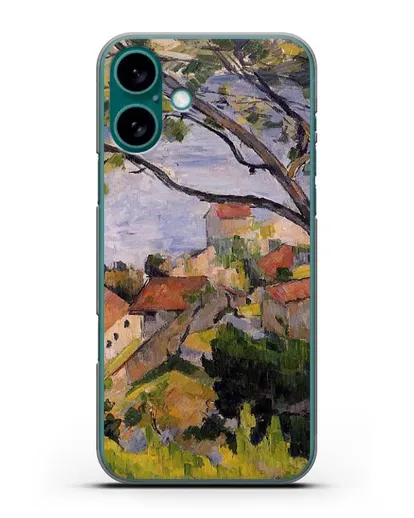 Чехол Л'Эстак. Вид сквозь деревья (Сезанн Поль) силиконовый для iPhone 16 Plus