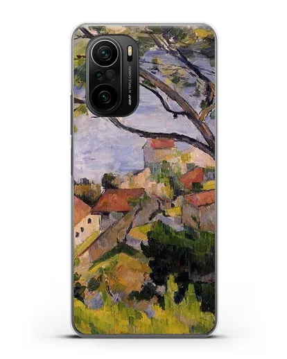 Чехол Л'Эстак. Вид сквозь деревья (Сезанн Поль) силиконовый для Xiaomi Poco F3 Pro