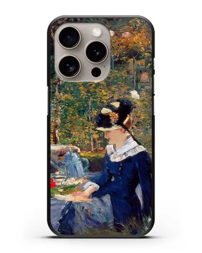 Чехол Молодая дама в саду (Мане Эдуард) силиконовый для iPhone 15 Pro