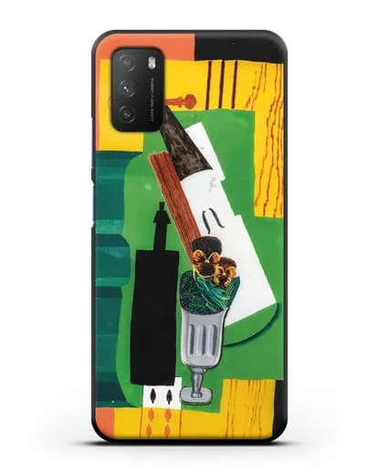 Чехол Скрипка, бутылка, цветы в стакане и восьмерка пик (Маркусси Луи) силиконовый для Xiaomi Poco M3