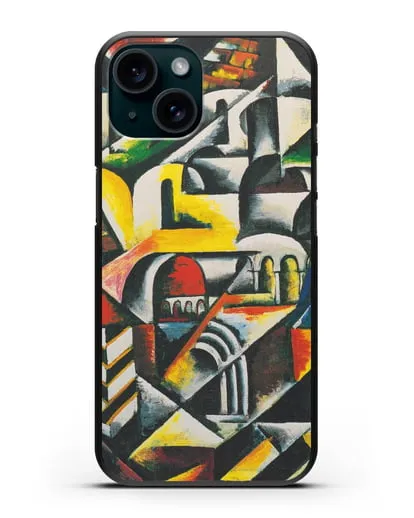 Чехол Кубический городской пейзаж (Попова Любовь) силиконовый для iPhone 15