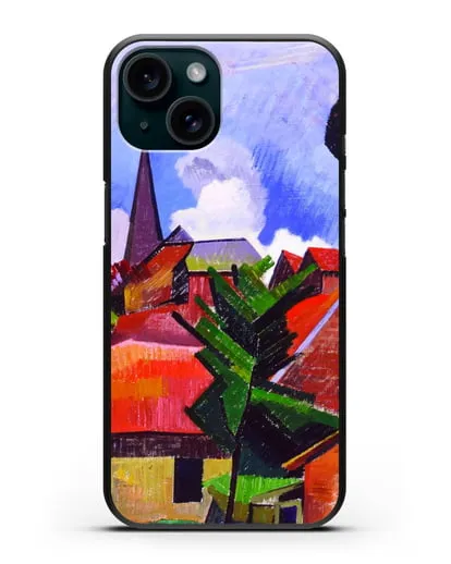 Чехол Вид на деревню (Эрберн Огюст) силиконовый для iPhone 15