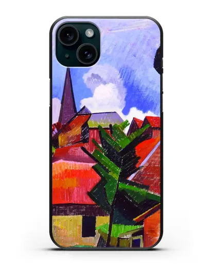 Чехол Вид на деревню (Эрберн Огюст) силиконовый для iPhone 15 Plus