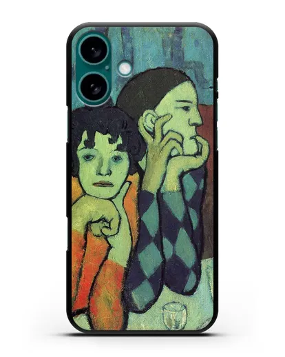 Чехол Два акробата. Арлекин и его подруга (Пикассо Пабло) силиконовый для iPhone 16 Plus