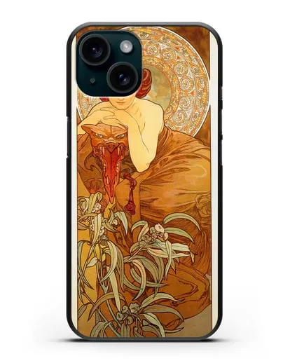 Чехол Изумруд (Муха Альфонс Мариа) силиконовый для iPhone 15