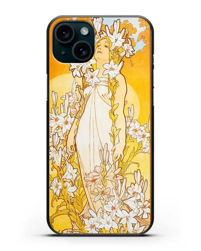 Чехол Лилии (Муха Альфонс Мариа) силиконовый для iPhone 15 Plus