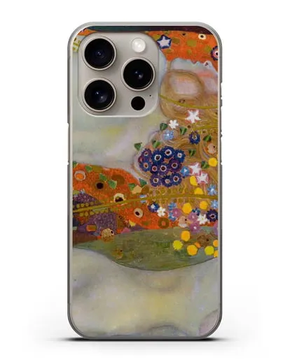 Чехол Водяные змеи (Климт Густав) силиконовый для iPhone 15 Pro