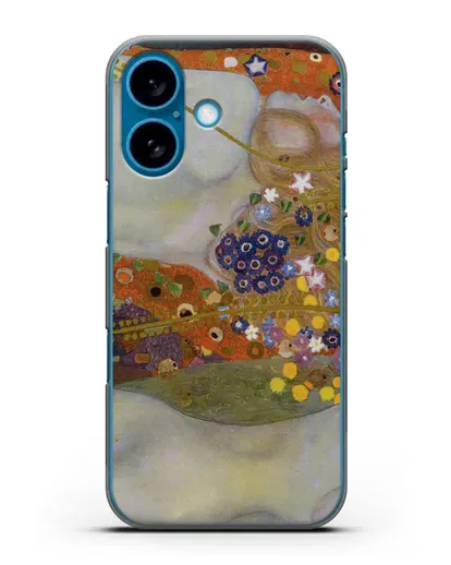 Чехол Водяные змеи (Климт Густав) силиконовый для iPhone 16