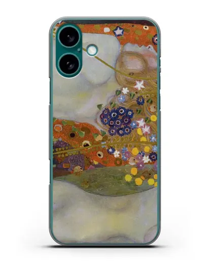 Чехол Водяные змеи (Климт Густав) силиконовый для iPhone 16 Plus