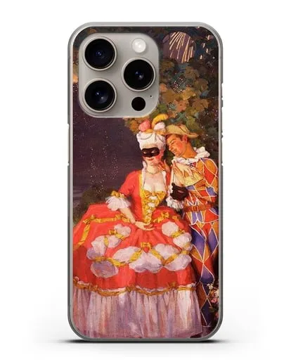 Чехол Арлекин и дама (Сомов Константин) силиконовый для iPhone 15 Pro