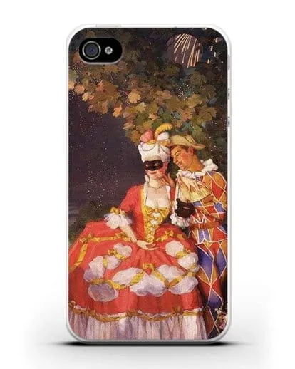 Чехол Арлекин и дама (Сомов Константин) силиконовый для iPhone 4/4s