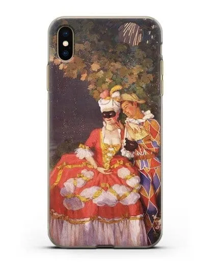 Чехол Арлекин и дама (Сомов Константин) силиконовый для iPhone XS Max