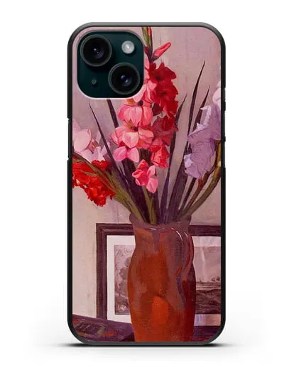 Чехол Натюрморт с гладиолусами (Валлоттон Феликс) силиконовый для iPhone 15