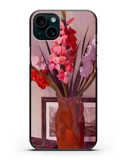 Чехол Натюрморт с гладиолусами (Валлоттон Феликс) силиконовый для iPhone 15 Plus