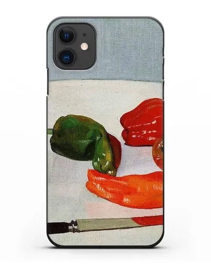 Чехол Натюрморт с красным перцем на белом лакированном столе (Валлоттон Феликс) силиконовый для iPhone 11