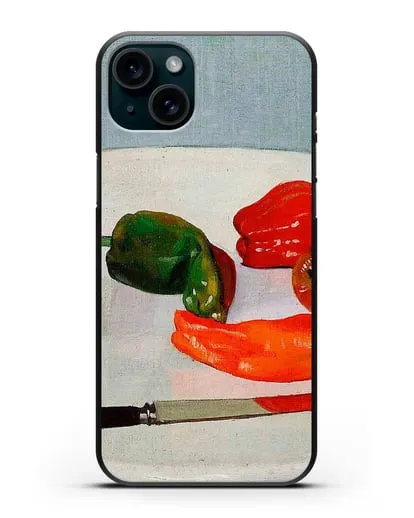 Чехол Натюрморт с красным перцем на белом лакированном столе (Валлоттон Феликс) силиконовый для iPhone 15 Plus