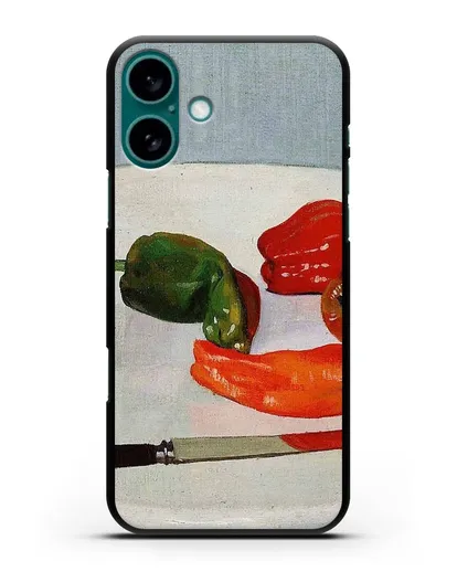 Чехол Натюрморт с красным перцем на белом лакированном столе (Валлоттон Феликс) силиконовый для iPhone 16 Plus