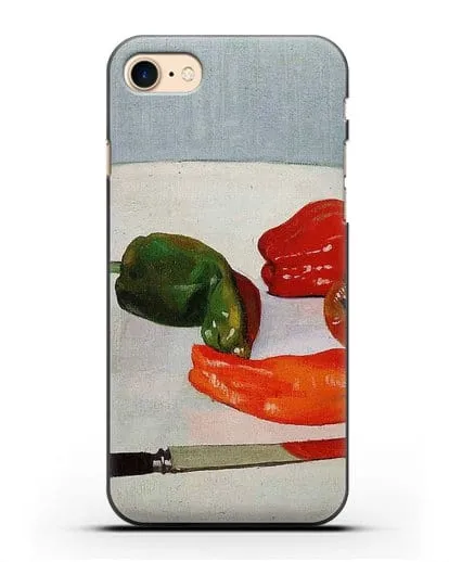 Чехол Натюрморт с красным перцем на белом лакированном столе (Валлоттон Феликс) силиконовый для iPhone 8
