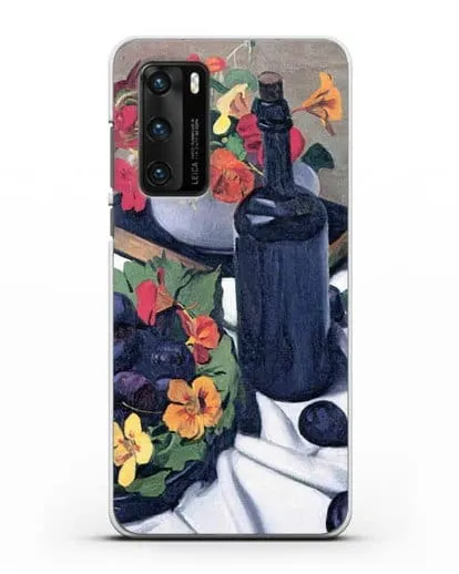 Чехол Настурции и сливы (Валлоттон Феликс) силиконовый для Huawei P40