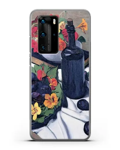 Чехол Настурции и сливы (Валлоттон Феликс) силиконовый для Huawei P40 Pro
