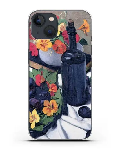 Чехол Настурции и сливы (Валлоттон Феликс) силиконовый для iPhone 13 Mini